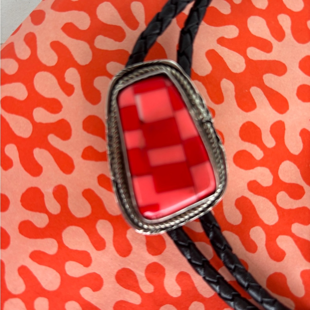 Red Stone Bolo Tie Necklace - Women's Jewelry - Picture 6 of 7